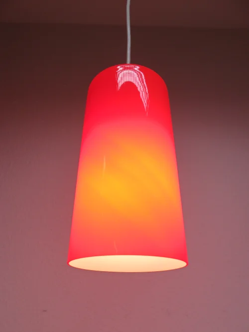 Bild 5 von 70er Glaslampe Rot , Überfangglas, Deckenlampe