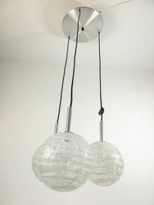 Bild 2 von 70er Kaskadenlampe, Deckenlampe mit 3 Glasschirmen