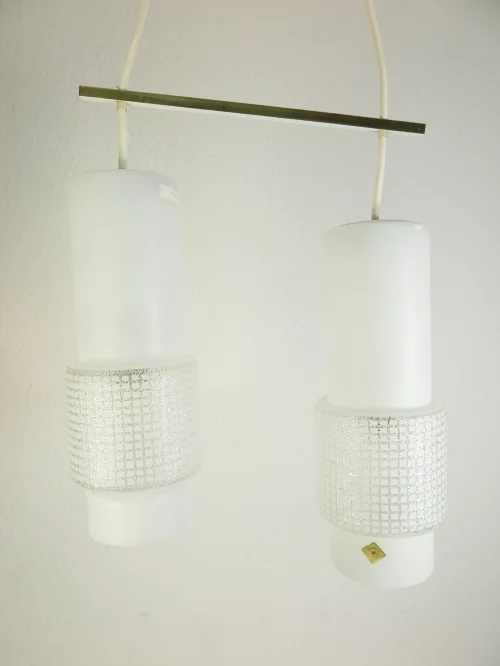 Bild 2 von 60er Deckenlampe, Glaslampe mit 2 Schirmen