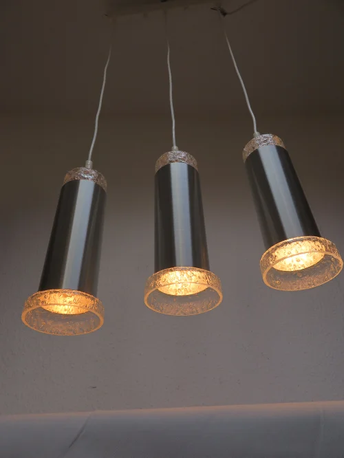 Bild 5 von 70s 3-piece pendant lamp, ceiling lamp, glass lamp
