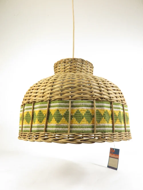 70er Deckenlampe, Rattanlampe, Korblampe