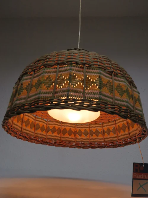 Bild 6 von 70er Deckenlampe, Rattanlampe, Korblampe